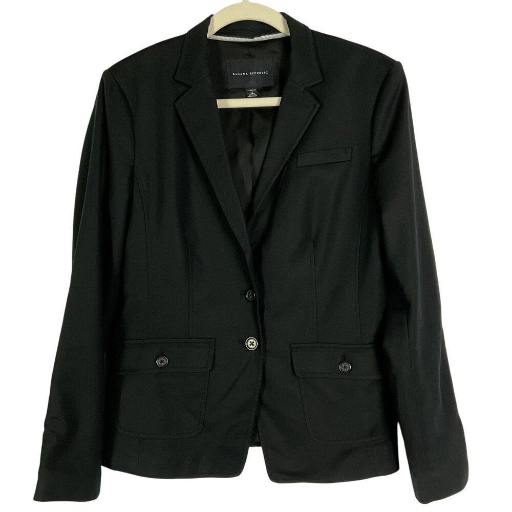 Banana Republic Black Suit Jacket, women's size 12, Cotton/Modal, Pockets